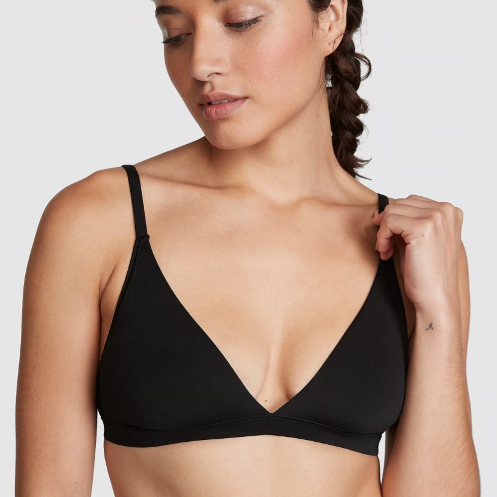 Pink Victoria Secret Women’s Black Triangle Bralette Size M-DD